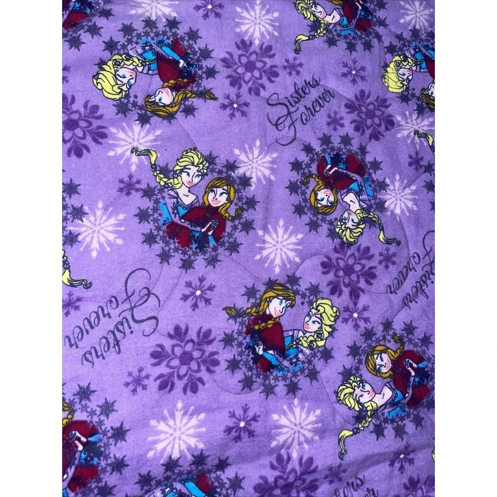 Handmade girls quilt Frozen princess Anna Elsa quilt blanket Flannel Lined 88x66